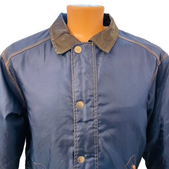 Vtg Dickies Sherpa Lined Chore Jacket Sz M Blue Nylon Full Zip Workwear Farm - Picture 2 of 11